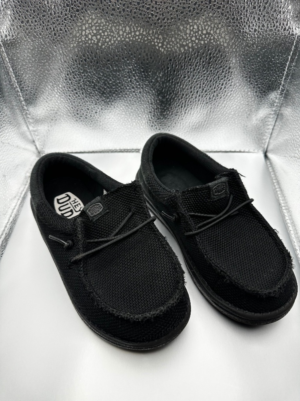 Hey Dude Wally Youth Funk Mono Shade Black Fabric Slip-On Casual Shoes C11
